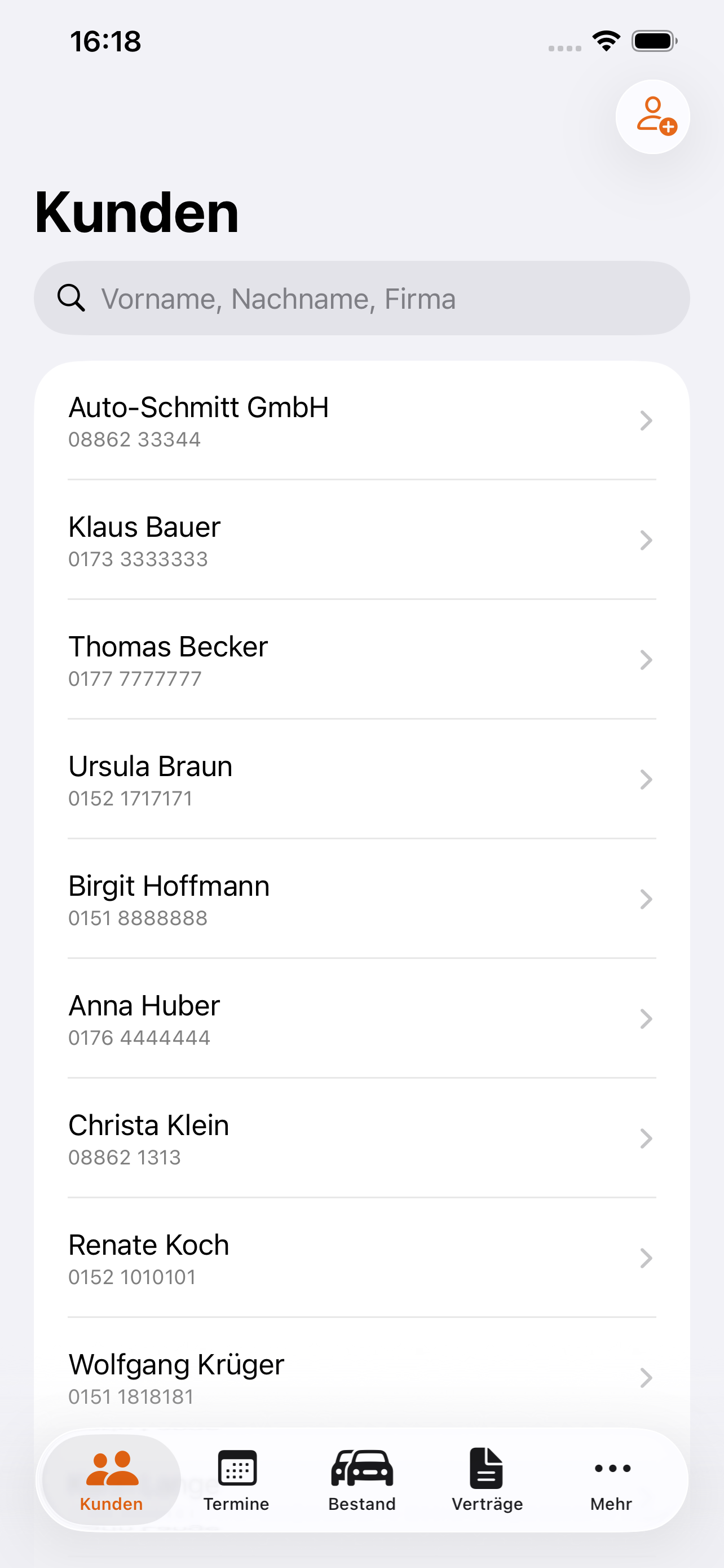 Kundenstamm-Liste